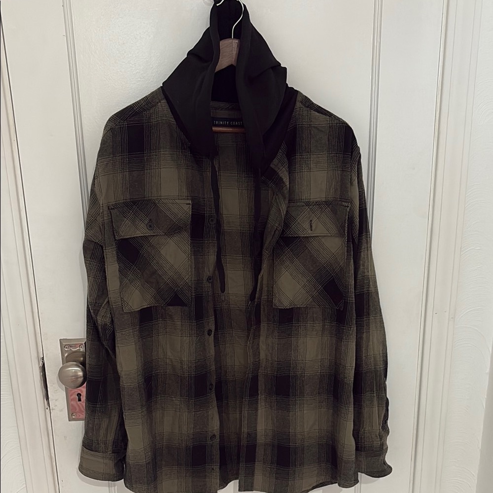 Trinity Black and Green Lightweight Shirt Jacket